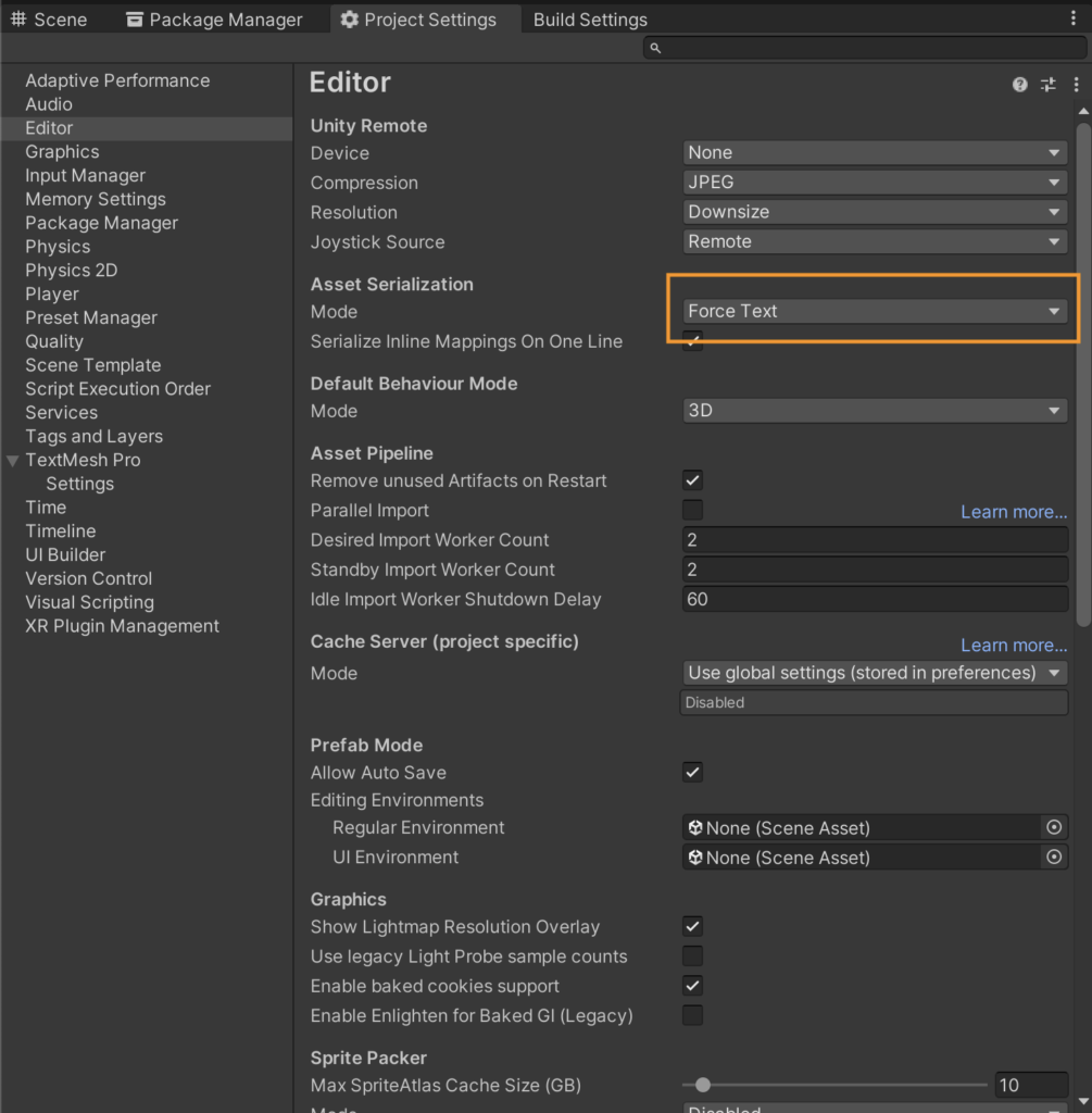 Unity Settings