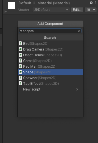 Selecting Shapes from Add Component